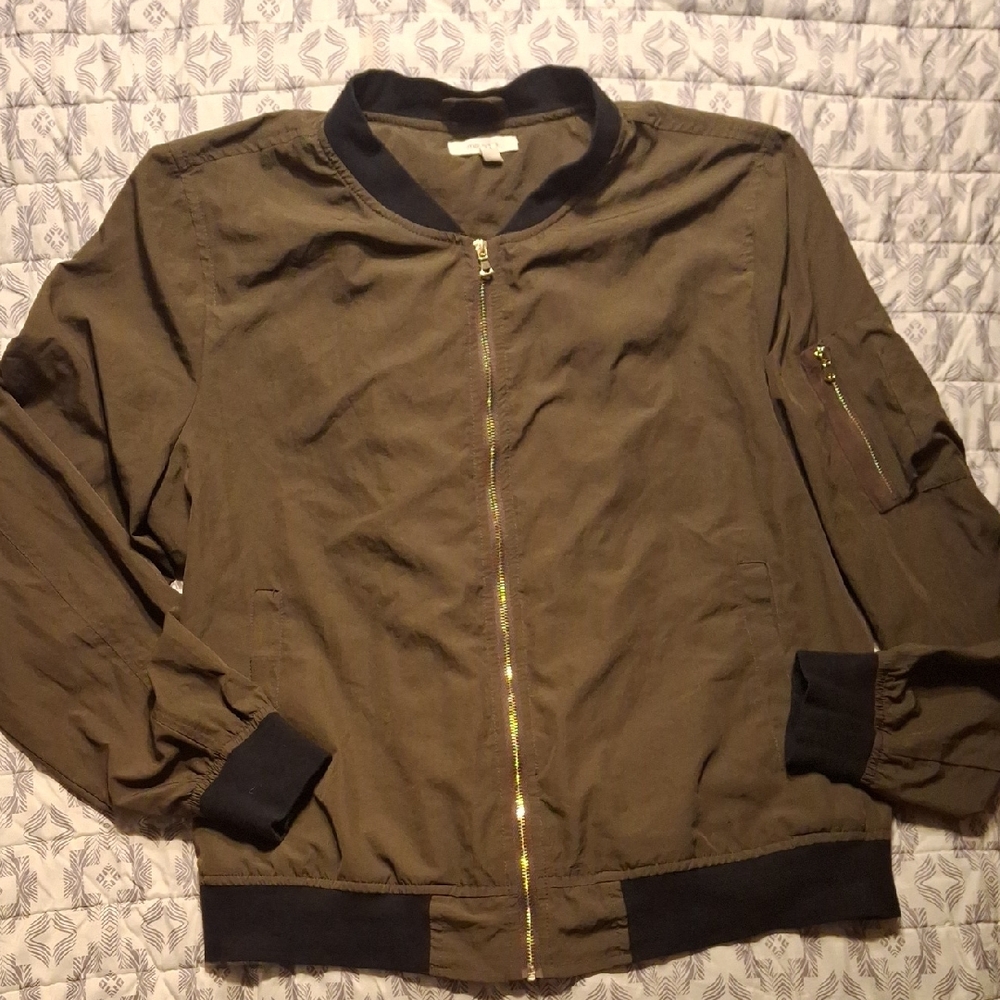 ◇3/$25◇Maurices Olive Bomber Jacket with Black Accents
